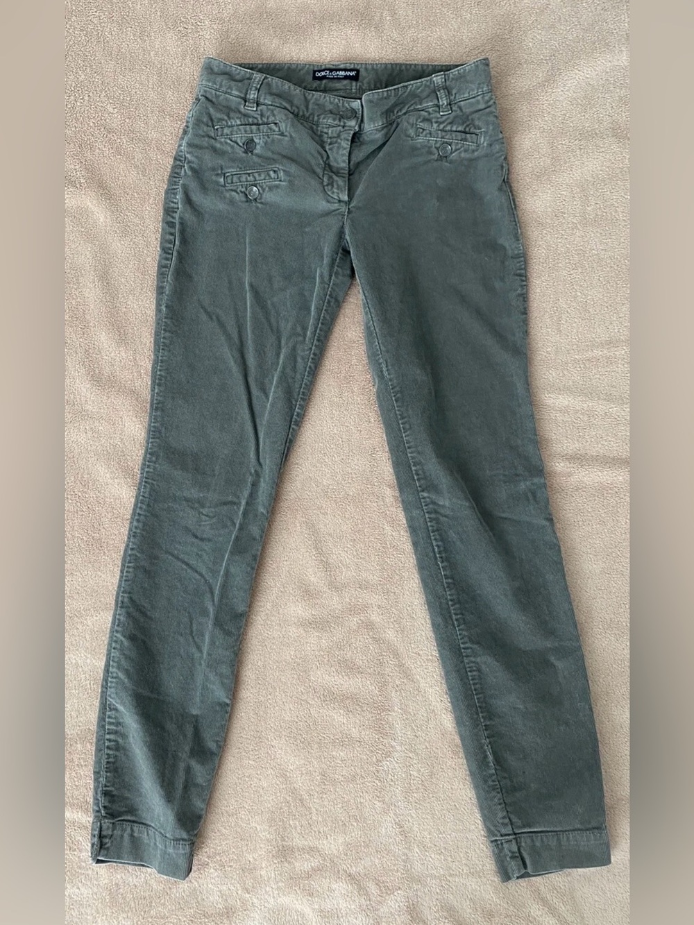 Dolce & Gabbana Olive Corduroy Pants euro sz 40 (26 in waist)